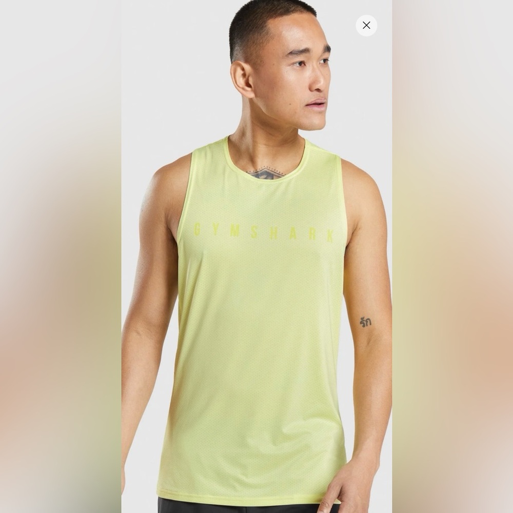 Gymshark Brand Men’s Sport Stripe Tank, NWOT, Size Medium, Yellow.
